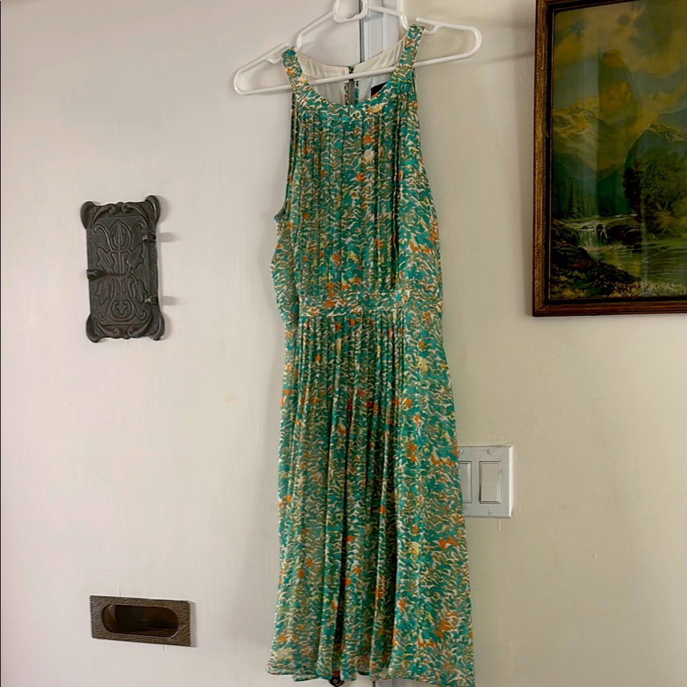 Adrianna Papell Blue Sleeveless Halter Midi Sundress